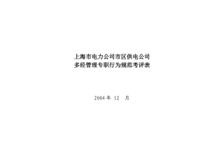 上海市电力公司市区供电公司多经管理专职行为规范考评表