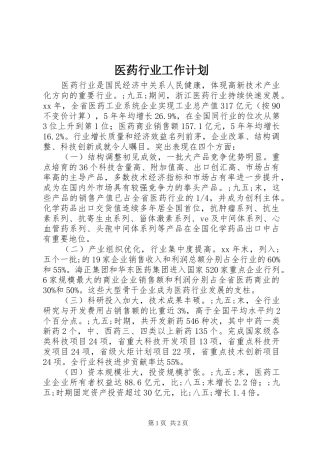 医药行业工作计划 