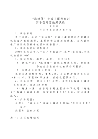 “施地佳”盐碱土壤改良剂的效果试验