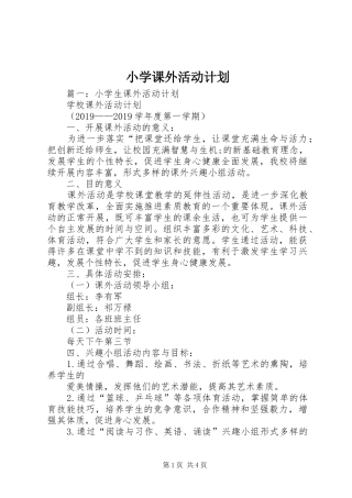 小学课外活动计划 