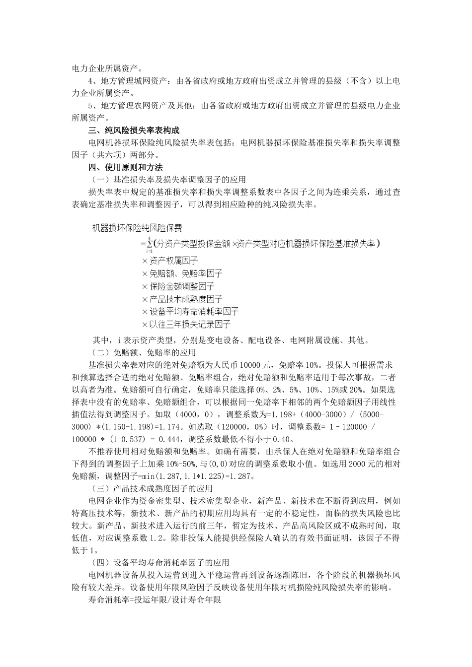 附件电网机器损坏保险纯风险损失率表-电网机器损坏保险纯风_第2页