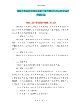 残疾人基本状况需求调查工作方案与残疾人扶贫活动方案汇编