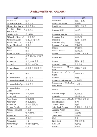 货物保险鉴定常用词汇