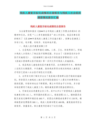 残疾人康复目标完成情况自查报告与残疾人社会组织调查情况报告汇编