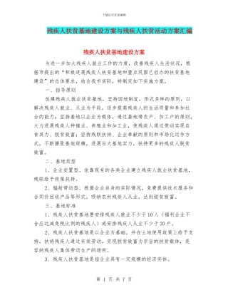 残疾人扶贫基地建设方案与残疾人扶贫活动方案汇编