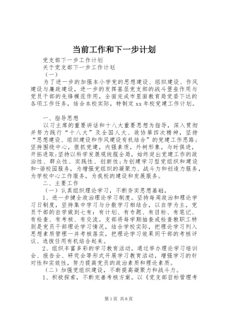 当前工作和下一步计划 