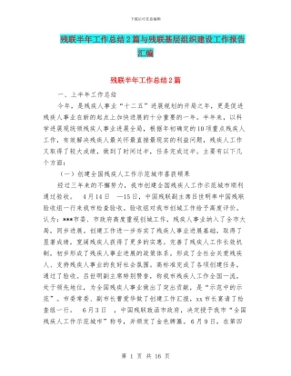 残联半年工作总结2篇与残联基层组织建设工作报告汇编