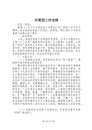 共青团工作安排 