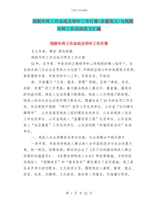 残联年终工作总结及明年工作打算与残联年终工作总结范文汇编