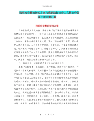 残联治安整治活动方案与残联践行社会主义核心价值观工作方案汇编