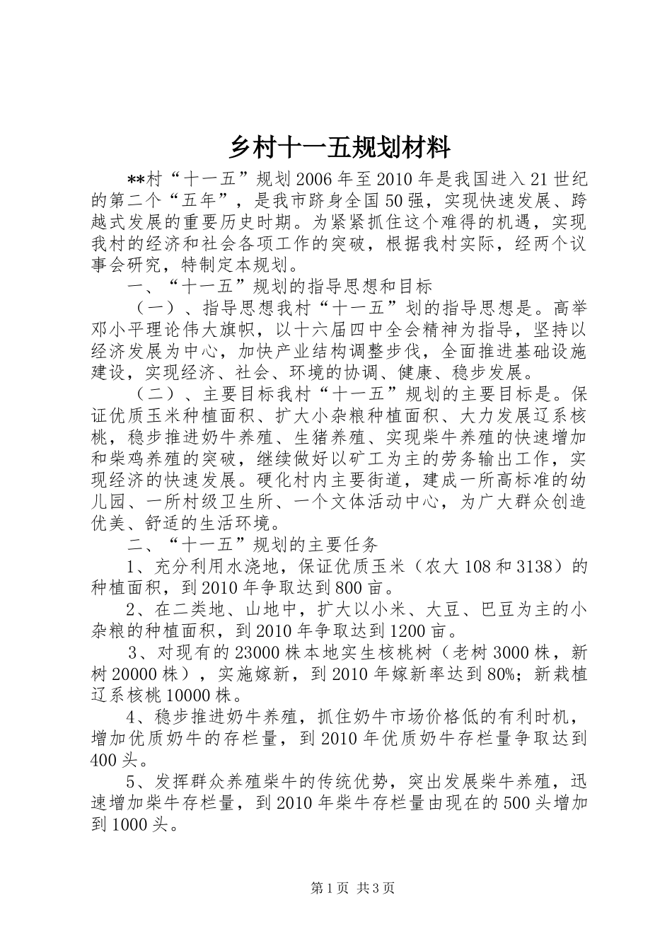乡村十一五规划材料 _第1页