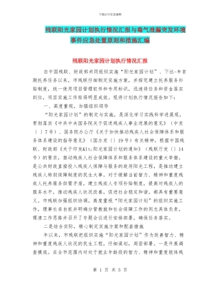 残联阳光家园计划执行情况汇报与毒气泄漏突发环境事件应急处置原则和措施汇编