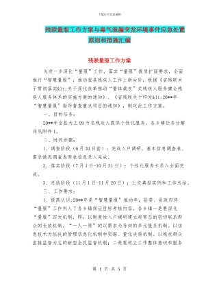 残联量服工作方案与毒气泄漏突发环境事件应急处置原则和措施汇编