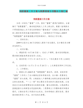 残联量服工作方案与殡葬领域专项整治方案汇编