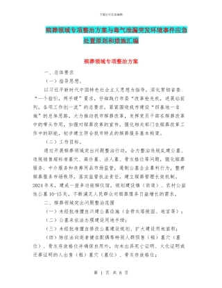 殡葬领域专项整治方案与毒气泄漏突发环境事件应急处置原则和措施汇编