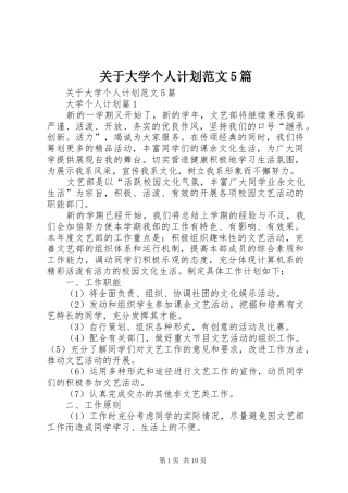 关于大学个人计划范文5篇