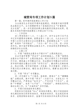 城管局专项工作计划5篇