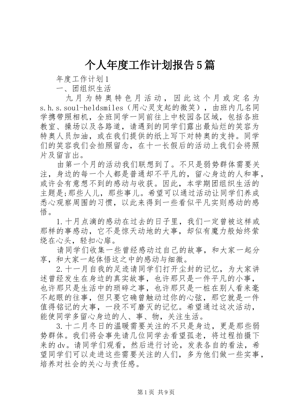 个人年度工作计划报告5篇_第1页