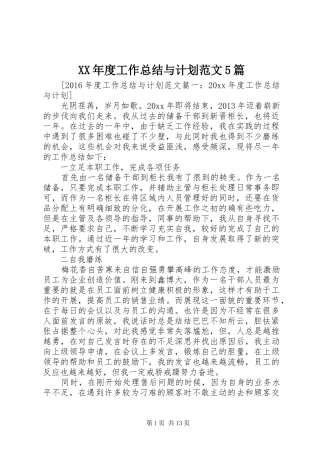 XX年度工作总结与计划范文5篇