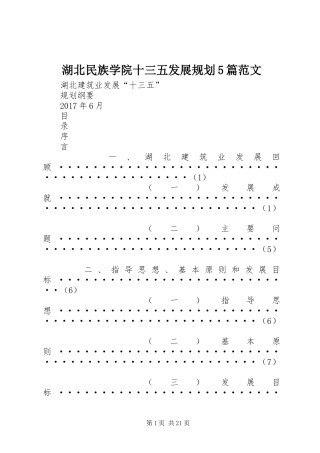 湖北民族学院十三五发展规划5篇范文