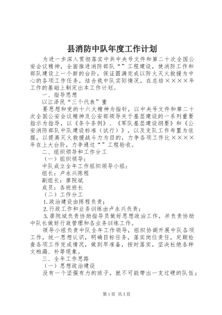 县消防中队年度工作计划 