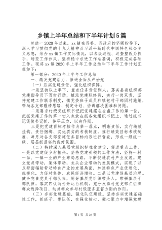 乡镇上半年总结和下半年计划5篇