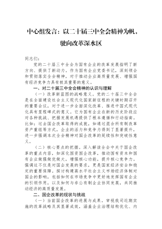 以二十届三中全会精神为帆，驶向改革深水区