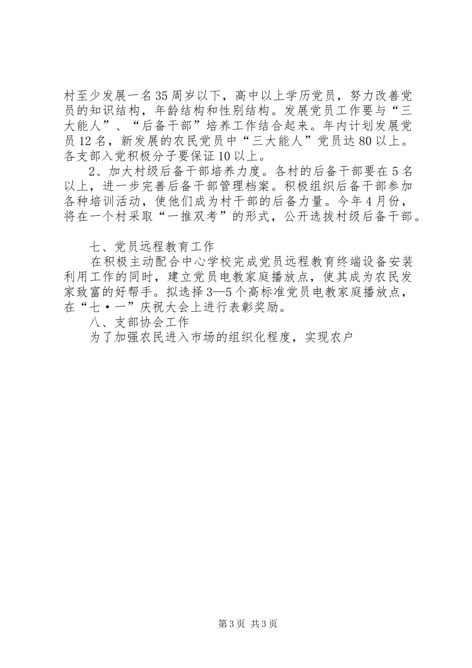 乡（镇）党委年组织工作计划 _第3页