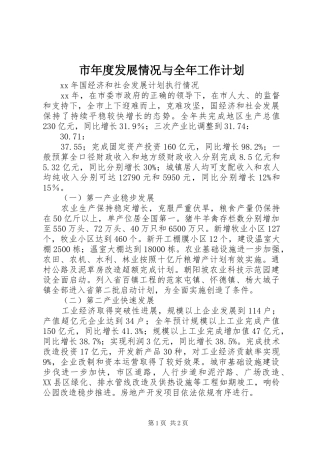 市年度发展情况与全年工作计划 