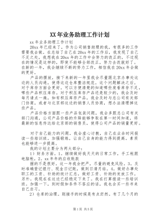 XX年业务助理工作计划 