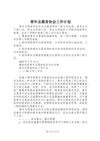 青年志愿者协会工作计划 