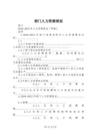部门人力资源规划 