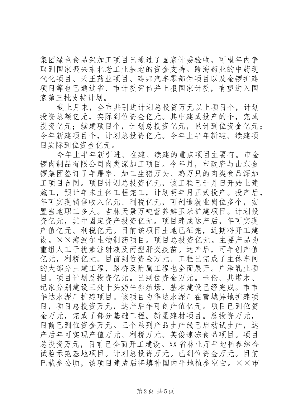 市人民政府上半年工作总结和下半年工作安排 _第2页