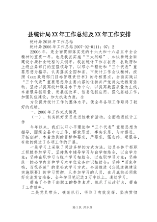 县统计局XX年工作总结及XX年工作安排 