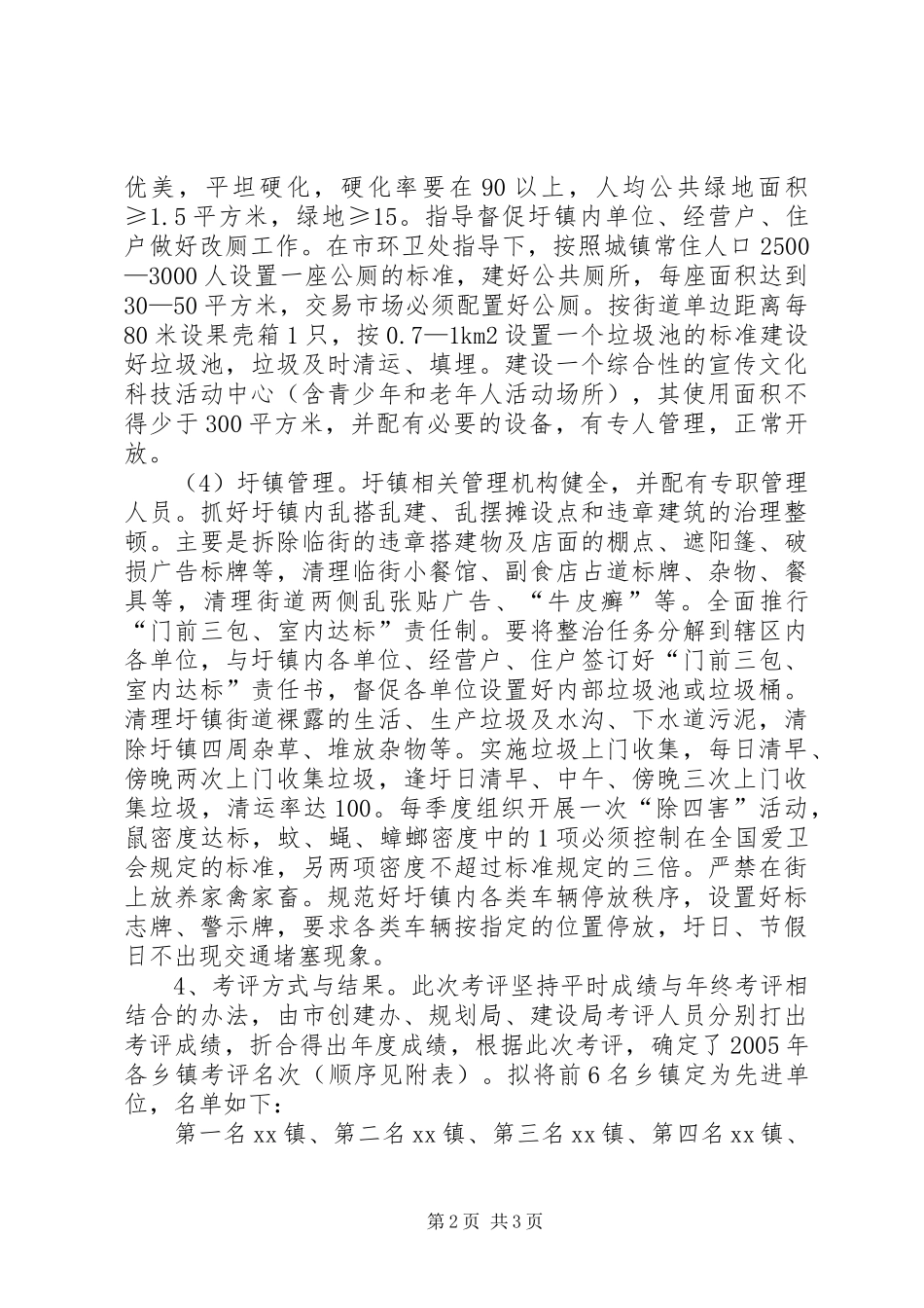 关于圩镇规划建设与管理考评情况报告 _第2页