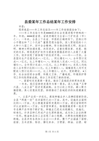 县委某年工作总结某年工作安排 