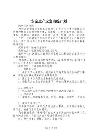 安全生产应急演练计划 