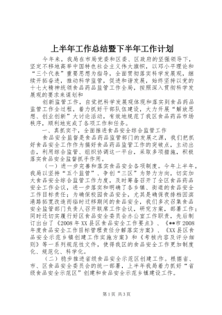 上半年工作总结暨下半年工作计划 