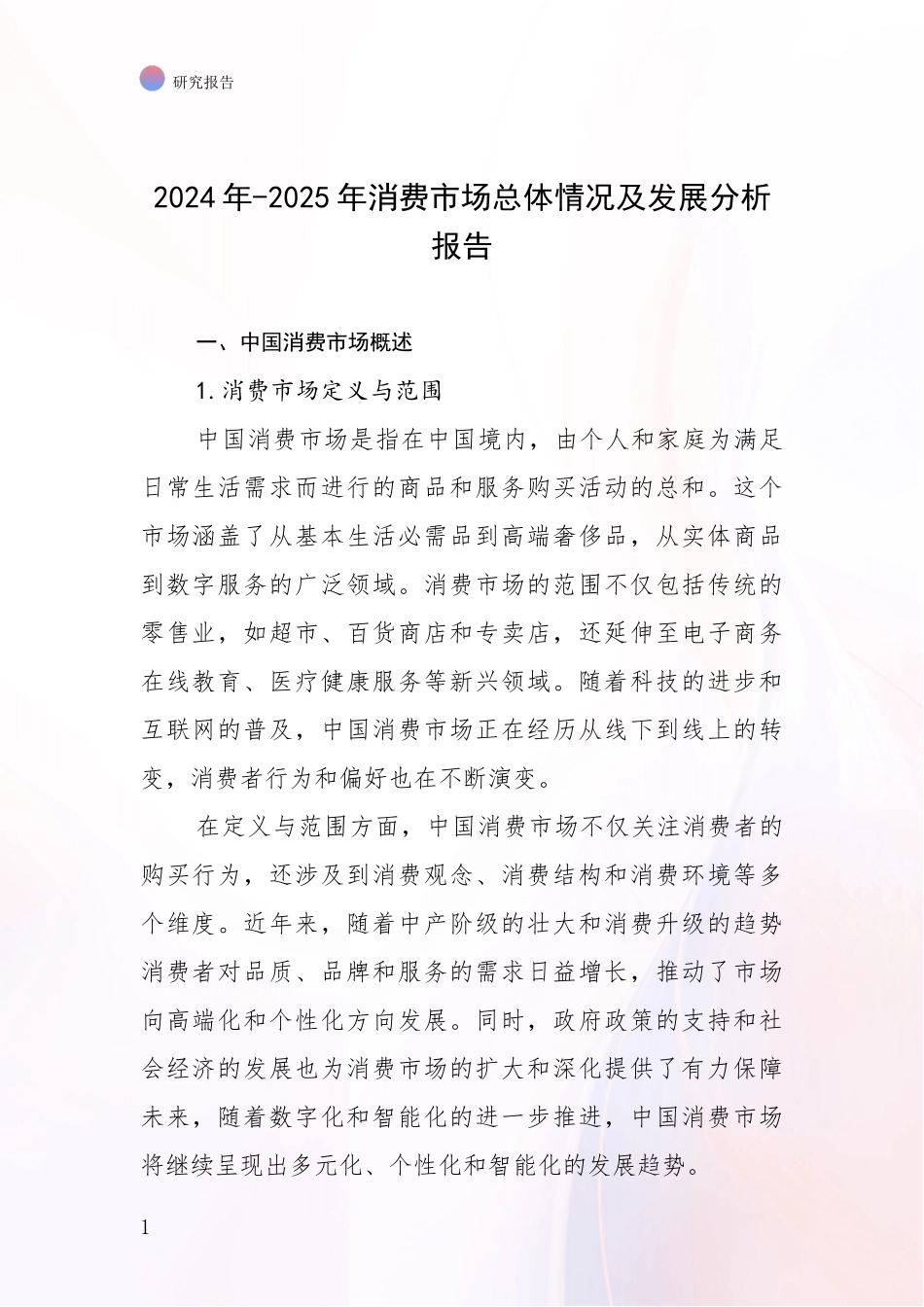 2024年-2025年消费市场总体情况及发展分析报告_第1页