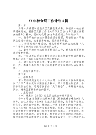XX年粮食局工作计划4篇