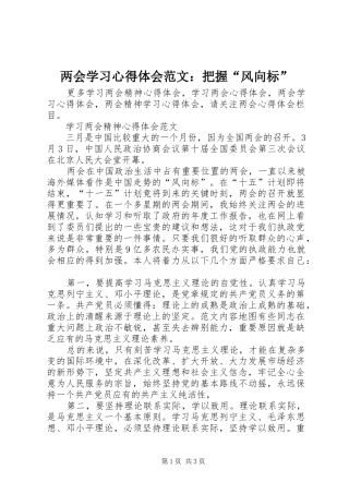 两会学习心得体会范文：把握“风向标”