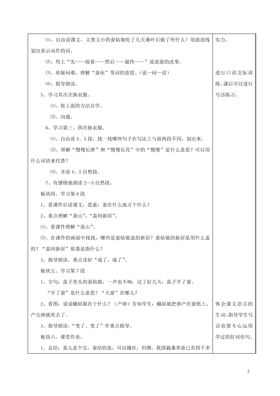 2024_2025学年二年级语文下册第一单元2蚕姑娘2教案苏教版_第2页