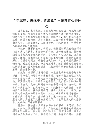 “守纪律、讲规矩、树形象”主题教育心得体会