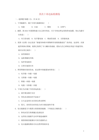 2024九年级物理全册第二十章能源材料与社会达标检测卷新版沪科版