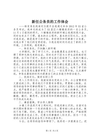 新任公务员的工作体会