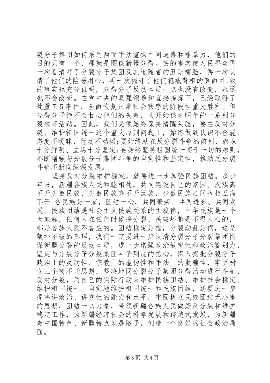 XX年民族团结心得体会_第3页