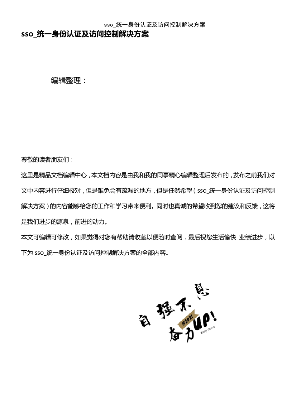 (2021年整理)sso_统一身份认证及访问控制解决方案_第1页
