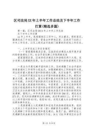 区司法局XX年上半年工作总结及下半年工作打算(精选多篇)