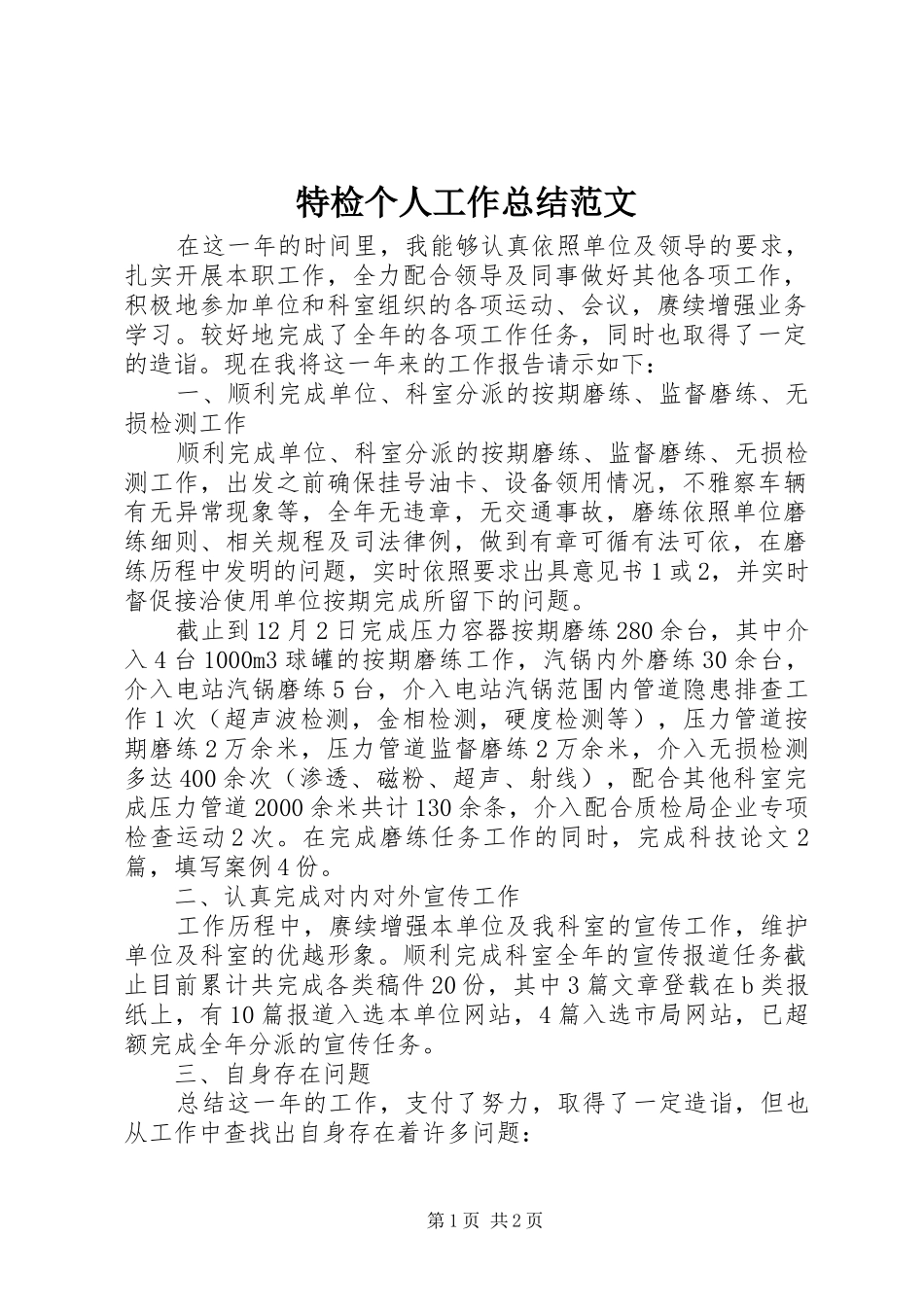 特检个人工作总结范文_第1页