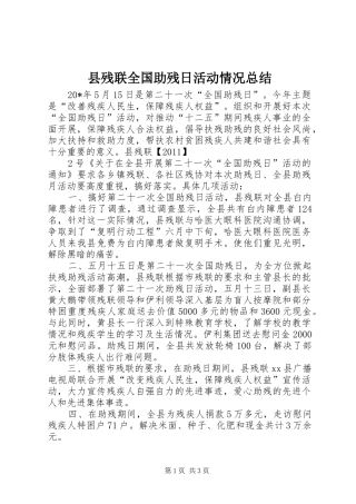 县残联全国助残日活动情况总结_1